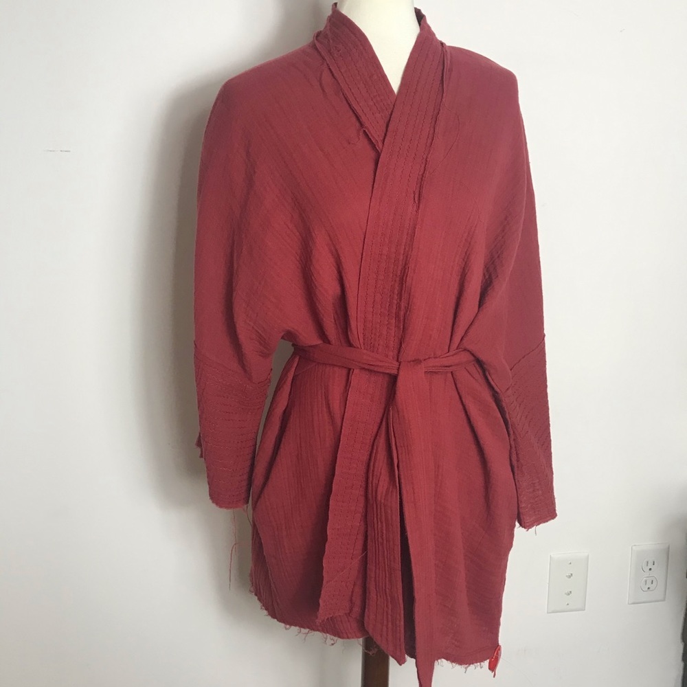 Johnny Was Calme Short Gauzy Red kimono